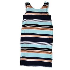 Laundry by Shelli Segal blue orange white black multicolor sleeveless dress sz S